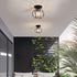 MHUYEIN Semi Flush Mount Ceiling Light Fixture, Crystal Chandelier, Retro Industrial Light for Kitchen Cafe Bar Bedroom Living Room Passway Hallway (Black)
