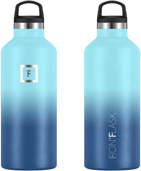 IRON °FLASK Sports Water Bottle - 32 Oz, 3 Lids (Straw Lid), Leak Proof, Vacuum Insulated Stainless Steel, Hot Cold, Double Walled, Thermo Mug, Standard Metal Canteen