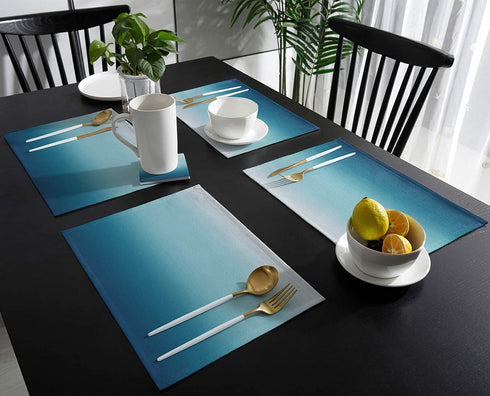 Placemats Set of 6 for Kitchen Dinning Table Heat Stain Resistant Blue Gradient Non-Slip Washable Table Mat Sets for Party, Wedding, Fmaily Dinner, Easy to Clean