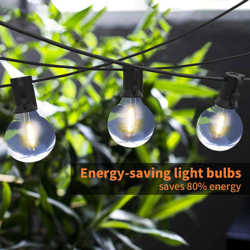 Bomcosy Patio Lights - Outdoor String Lights 30FT Smart Globe String Lights with Waterproof Shatterproof 15+1(Spare) G40 Led Bulbs, 2.4GHz Wi-Fi & Alexa Control Hanging Lights for Garden, Backyard