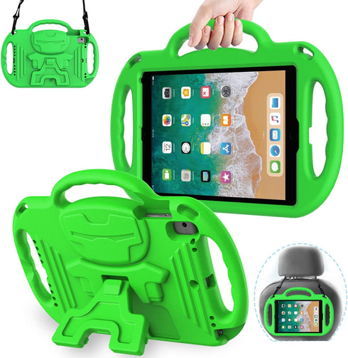 AVAWO iPad 6th Generation Kids Case, iPad 9.7 inch 2018 Case, iPad Air 2 Kids Case - with Shoulder Strap, Shockproof Handle Stand Kids Protective Case for iPad 9.7 inch 5 & 6th Gen & iPad Air - Green