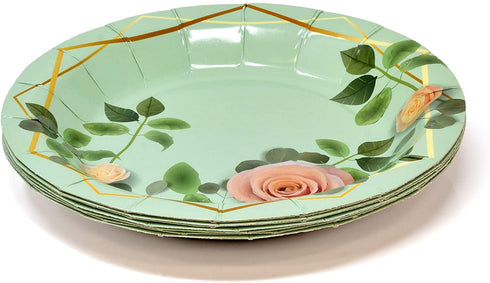 Miss To Mrs Party Supplies Tableware Set 24 9" Dinner Plates 24 7" Dessert Plate 24 9 Oz Cups 50 Lunch Napkins Gold for Engagement Wedding Disposable Paper Goods Bridal Shower Dinnerware Decor