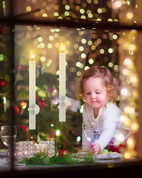 RONXS Window Candles,LED Candles with Timer, Outdoor Christmas Decorations Flameless Candles Battery Operated Flickering Candles with 1 Remote Controls, Glod Candle Holders (2 Pcs Gold)