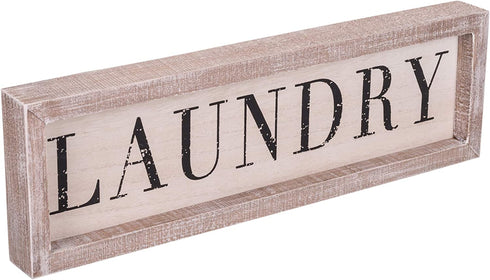 The Country House Laundry Farmhouse Distressed White 16 x 5 Rustic Wood Decorative Sign Plaque
