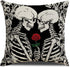 QIQIANY Skull Couple Decorative Throw Pillow Cover 18x18 Inch Square Linen Fabric Black Goth Skull Lovers Skeletons Pillow Case Home Decor Art Skull Pillow Cushion Cover for Sofa Kitchen Bedroom