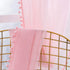MISS SELECTEX Linen Look Pom Pom Tasseled Sheer Curtains - Rod Pocket Voile Semi-Sheer Curtains for Living and Bedroom, Set of 2 Curtain Panels (42 x 95 inch, Baby Pink)