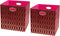 Posprica Storage Bins, Storage Cubes,13×13 Fabric Drawers Organizer Basket Boxes Containers (13×13×13/2pcs, Red/Gold Geometry Pattern)