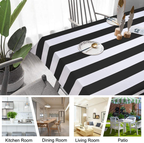 ASPMIZ Black and White Striped Tablecloth for Rectangle Tables, Geometric Line Waterproof Table Cloth for Kitchen Dining Room, Tablecloth Rectangle 60? x 84?