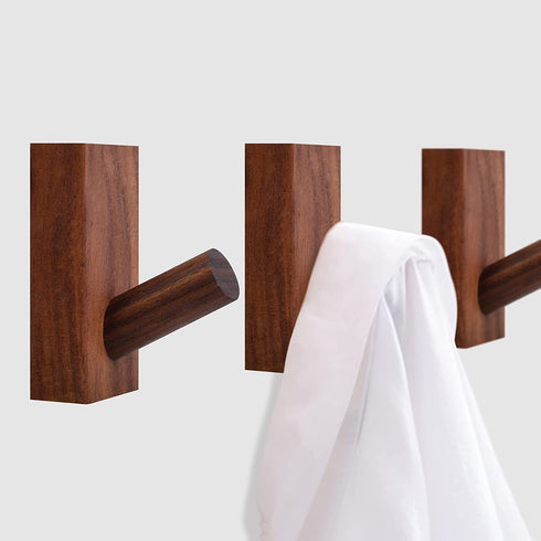 Wood Wall Hooks-(3 Beech Wood Hooks) TAOIFY Handmade Natural Wooden Hooks, Wall-Mounted Hooks, can Hang Clothes, Hats, Hangers, Towels, Heavy Objects