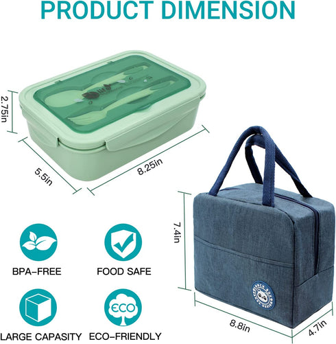 Ascism Bento Box for Adults-Portable Leakproof Lunch Box for Kids,1400ml Food Containers Insulated with Divider,Microwave Safe,for Office School Camp Picnics(With lunch Bag,Utensils)
