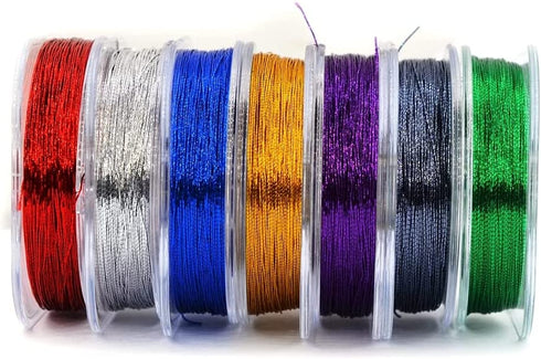 MNFT 7Pcs 50m/ Spool Metallic Guide Wrapping Lines DIY Fishing Line Thread Strong Nylon for Rod Building 7 Colors Rod Building Wrapping Thread (Solid Color, 50)
