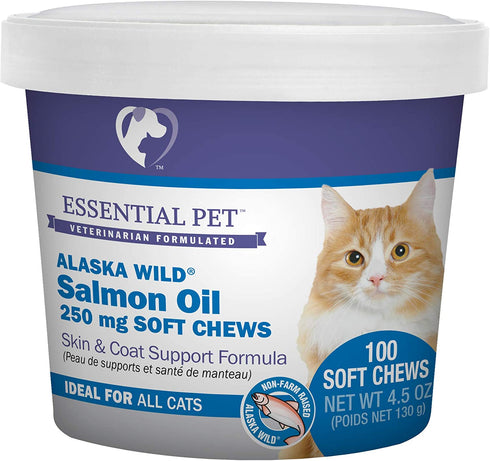 Essential Pet Products Alaska Wild Salmon Oil Soft Chews with Natural Omega-3 Fatty Acids for Cats