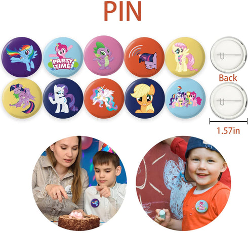 My Little Pony Birthday Party Supplies, My Little Pony Party Supplies, My Little Pony Party Favors Includes 12 Bracelets,12 Button Pins,12 Keychain, 50 Stickers for My Little Pony Party