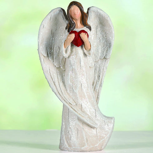 HODAO Angel Figurines Little Angel Set Interior Desktop Decoration Angel Decorations 5.8inch(Angel Holding red Heart)