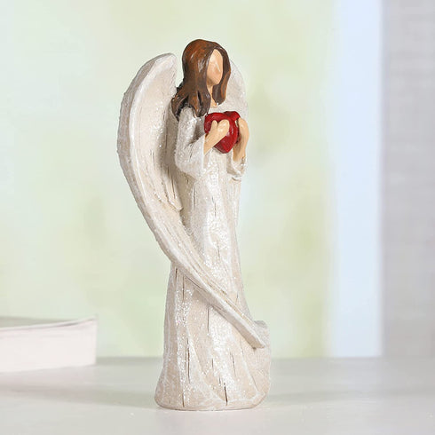 HODAO Angel Figurines Little Angel Set Interior Desktop Decoration Angel Decorations 5.8inch(Angel Holding red Heart)