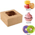 Moretoes 48pcs Brown Bakery Boxes with Window Cookie Boxes 6x6x3 Inches Small Cake Box Kraft Paper Treat Boxes for Cookies, Pastry, Cupcakes, Pie, Donuts