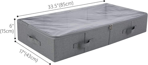 33.5x17x6" Long Collapsible Storage Boxes, holding shape well, Good under the bed organization solutions for kids toys- comforters -shoes, or wires electronics in TV stand. Dark Gray