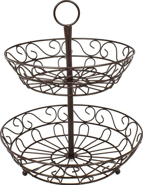 Sorbus® 2-Tier Countertop Fruit Basket Holder & Decorative Bowl Stand”Perfect for Fruit, Vegetables, Snacks, Household Items, and Much More (Bronze)
