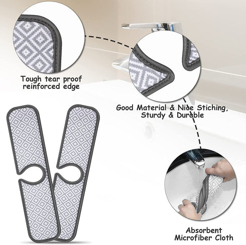 2 Pieces Faucet Absorbent Mat Kitchen Faucet Sink Splash Guard Microfiber Cleaning Cloth Pads for Faucet Grey Wraparound Absorbent Mat for Kitchen Faucet RV Water Stains Preventer (18 x 4 Inch)