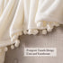 MIULEE Fleece Throw Blanket with Pompom Fuzzy Soft Flannel Cream White Blanket Plush Warm Cozy Bed Blanket for Couch Sofa Chair Boho Decor Throw Size 50"x60"