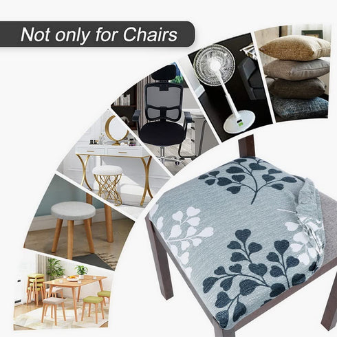SearchI Seat Covers for Dining Room Chairs Stretch Printed Chair Seat Covers Set of 4, Removable Washable Upholstered Chair Seat Protector Cushion Slipcovers for Kitchen, Office(Leaves Pattern)