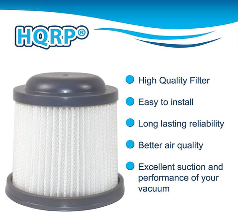 HQRP 2-Pack Washable Filter Compatible with Black & Decker BDH2000PL, BDH1600PL, BDH2020FLFH, BDH1620FLFH, BDH2020FL Flex Lithium Pivot Vac Vacuums, Replacement PVF110, 90552433, 90552433-01