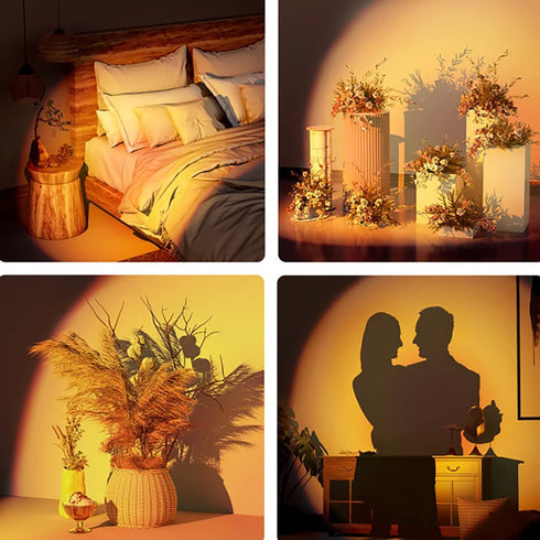 Sunset lamp, Projector Lights, Sunset Lights, Night Light for Christmas, Lulijay LED Sunset Lights for Bedroom which is for Stream Live Sunset Rainbow (Sunset)
