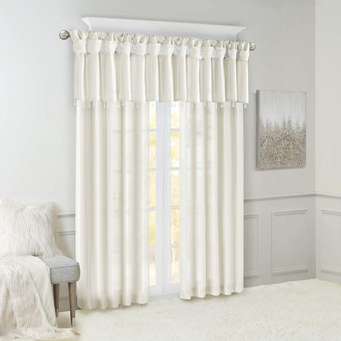 Madison Park Emilia Faux Silk Single Curtain with Privacy Lining, DIY Twist Tab Top, Window Drape for Living Room, Bedroom and Dorm, 50x84, White