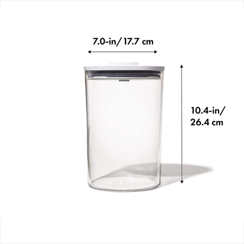 OXO Good Grips Round POP Container Large (5.2 Qt) for flour, sugar, cereal and more | Airtight Food Storage | BPA Free | Dishwasher Safe | Clear Body