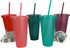 Crazy Chicken Lady Glitter Cups - Large Reusable Cold Tumblers with Lids & Straws | 5-Pack 24oz | Customizable DIY Gifts, Includes Vinyl Decals Sticker Set.