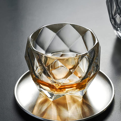 Yesland 6 Pack Crystal Whiskey Glasses - 10 Oz Old-Fashioned Lowball Scotch Glasses - Lead-Free Diamond Rocks Whiskey Glasses for Scotch and Whisky Lovers, Men, Husband or Dad