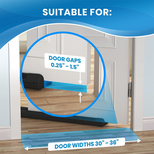 Everlasting Comfort Under Door Draft Stopper - Thicker 2" Foam Strip Blocks 50% More Noise and Wind - Seal Bottom of Doors 30" to 36" - Interior Front Door Sweep, Blocker, Soundproofing Guard