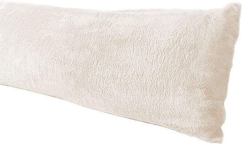 Extra Soft Body Pillow Cover, Sherpa / Microplush Material, 20x54 Inches, Zipper Closure (Cream)