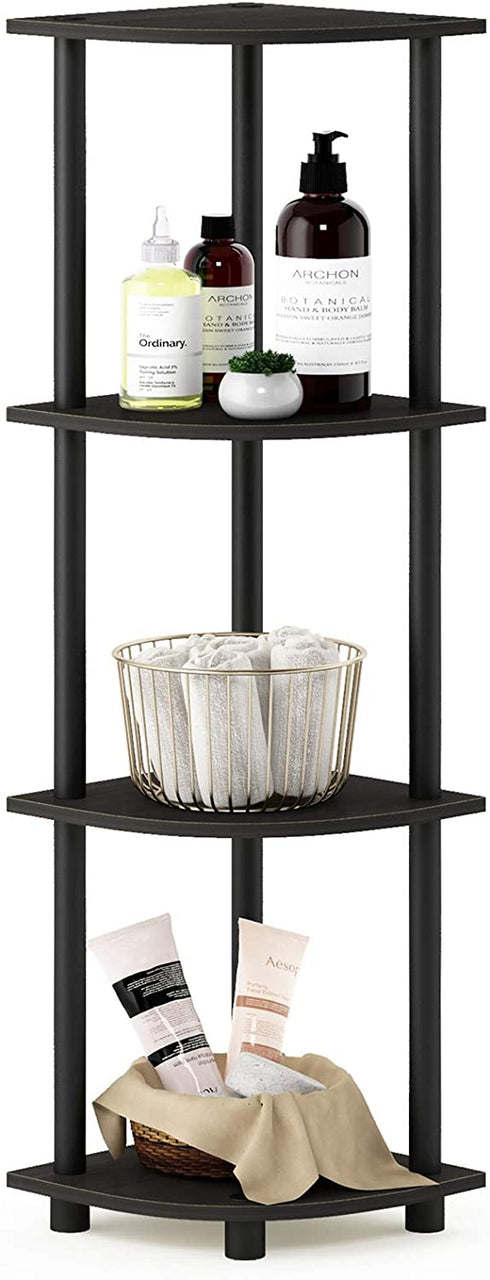 Furinno 12078EX/BK Turn-n-Tube Multipurpose 4-Tier Corner Shelf, Espresso/Black