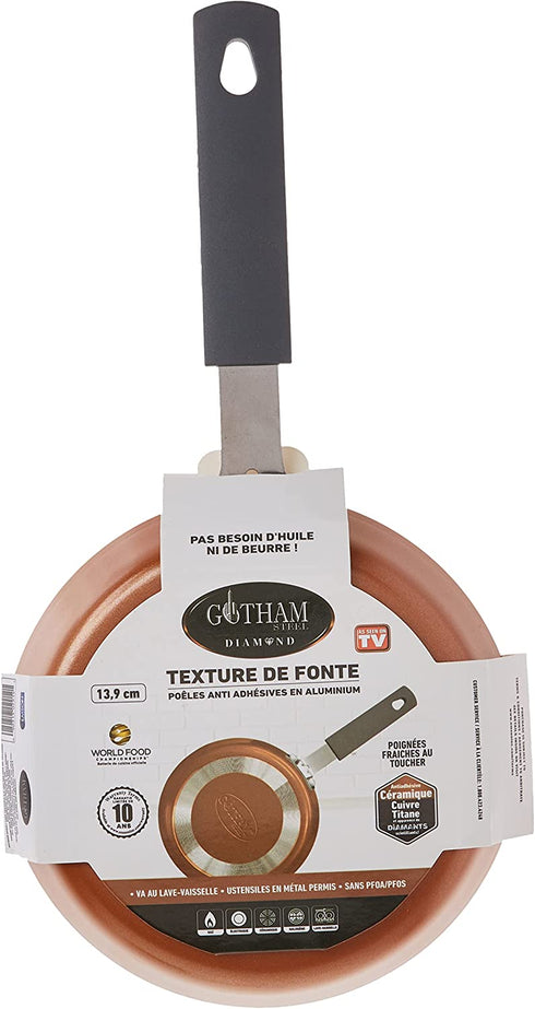 Gotham Steel Mini Nonstick Egg & Omelet Pan 5.5? Single Serve Frying Pan / Skillet, Diamond Infused, Multipurpose Pan Designed for Eggs, Omelets, Pancakes, Sliders, Rubber Handle, Dishwasher Safe