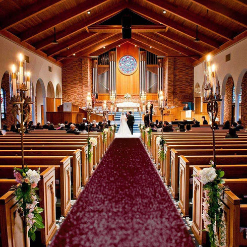 Aisle Runners for Weddings Sequin Aisle Runner Glitter Aisle Runner Rustic Outdoor Rug Runner Aisle Runner for Ceremony Sparkle Carpet Runner Bride Runner (2FTx15FT, Burgundy)