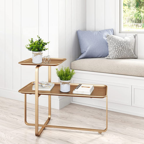 LESEN 2 Pack Fake Plants in Galvanized Metal Pots Modern Farmhouse Table Centerpiece Rustic Home Decor, Potted Artificial Eucalyptus Faux Plants for Indoor Shelf Dining Room Office Desk Decoration