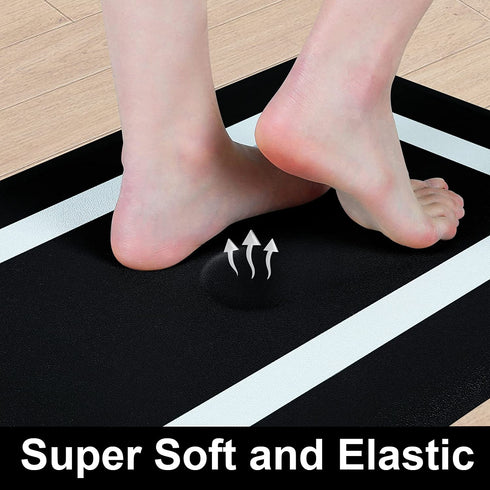 Finchitty Kitchen Mat, Cushioned Anti Fatigue Mat for Kitchen Floor, 17.3"x28", Anti Skid Waterproof Kitchen Rug, Heavy Duty PVC Ergonomic Comfort Mat for Kitchen, Sink, Office and Laundry, Black