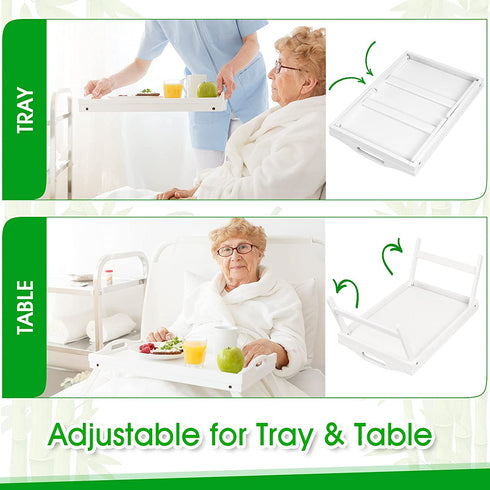 Bed Tray Table Folding Legs with Handles Breakfast Food Tray for Sofa,Bed,Eating,Drawing,Platters Serving Lap Desk Snack Tray (White Small)