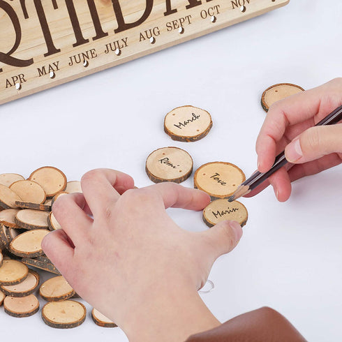 Birthday Wooden Calendar with 80pcs Round Discs for Family Wall Hanging, Anniversary Wood Reminder Board for Home Décor, DIY Gift for Grandma, Mom and Friends (Birthday)