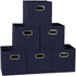Household Essentials 81-1 Foldable Fabric Storage Bins | Set of 6 Cubby Cubes with Handles | Navy Blue, 6 lbs
