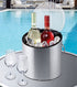 Oggi Stainless Steel Ice and Wine Bucket with Flip Top Lid and Ice Scoop, Holds 2 Bottles