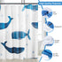 Feagar Fabric Shower Curtain for Bathroom, Blue Cute Whale Shower Stall Curtain with 12 Reinforced Grommets and Hooks, Weighted Hem, Waterproof, Machine Washable, Kids Bathtub Hotel Decor, 72"W x 72"H
