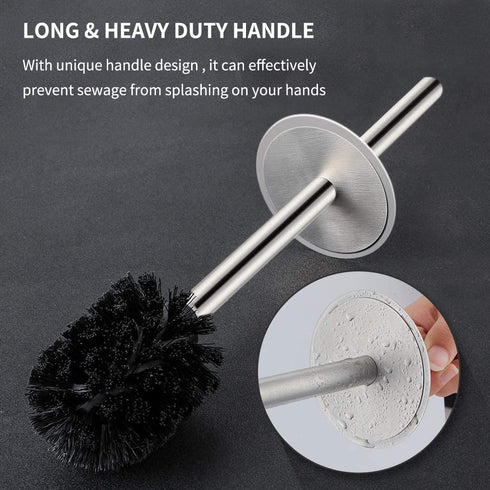 Toilet Brush, Compact Freestanding Stainless Steel Toilet Bowl Brush and Holder for Bathroom, Designed for Deep Cleaning, Space Saving, and Durability