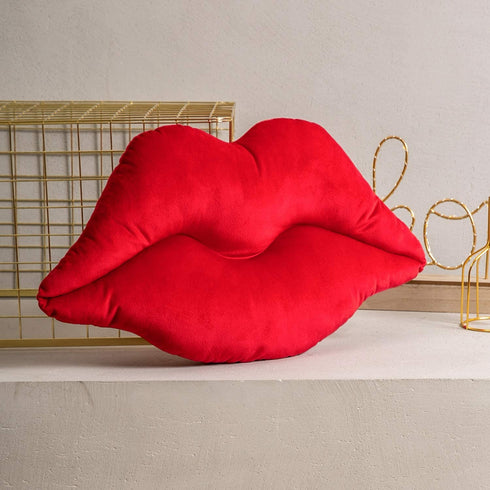 Ashler 3D Lips Throw Pillows Smooth Soft Velvet Insert Included Cushion for Couch Bed Living Room, New Red, 20 X 11 inches