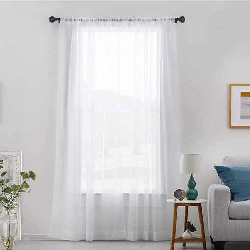 SZXIMU Curtain Rod 5/8 Inch Single Drapery Rods for Windows with Diamond Pattern Finials, 48-86", Black