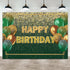 Ticuenicoa 7—5ft Glitter Green Gold Birthday Backdrop Gold Green Bokeh Balloons Women Men Happy Birthday Banner Decorations 30th 40th 50th 60th Birthday Party Photography Background Photo Props