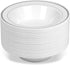 50 Disposable White Silver Rimmed Plastic Soup Bowls | 14 oz. Premium Heavy Duty Disposable Dinnerware with Real China Design | Safe & Reusable (50-Pack White/Silver Trim) by Bloomingoods