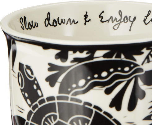 Karma Gifts Black and White BOHO Mug, 16 oz, SEA TURTLE
