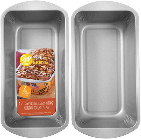 Wilton Fall Tin Steel 8 x 4 2 Pc Loaf Pan Set Disposable Reuseable